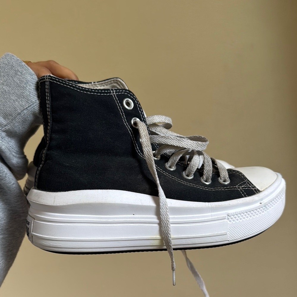 Converse Black and White High-Top Platform Sneakers